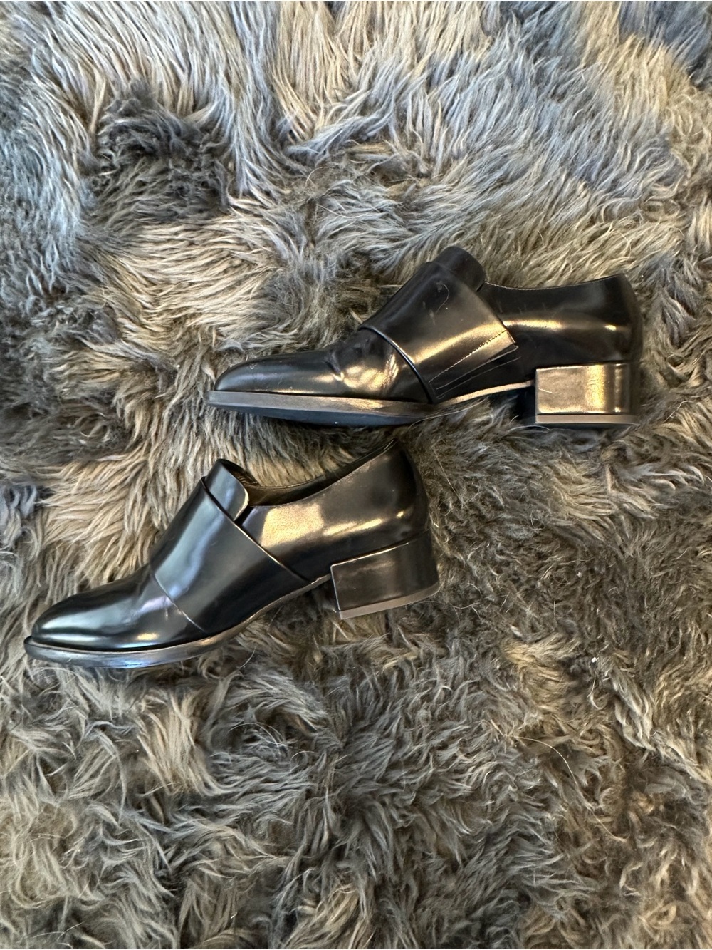 Vince Black Leather Heeled Loafers